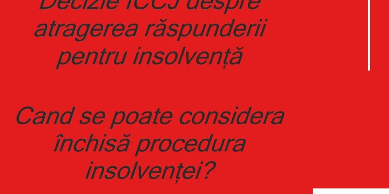 Decizie ICCJ privind insolventa Decizie ICCJ privind insolventa